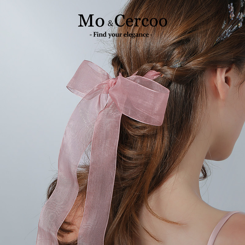 Cercoo/奢蔻水晶幻境水晶蝴蝶结发带飘带手工编织高级感发饰发圈
