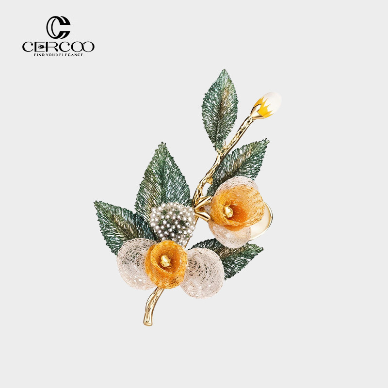 Cercoo/奢蔻玫瑰花巢系列手工滴油叶片浪漫胸针胸花西装别针配饰,饰品/流行首饰/时尚饰品新,胸针,淘宝优惠券,粉丝福利购,淘宝优惠卷