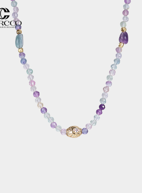 Cercoo/奢蔻水晶幻境系列轻奢项链天然石撞色锁骨链颈链水晶配饰