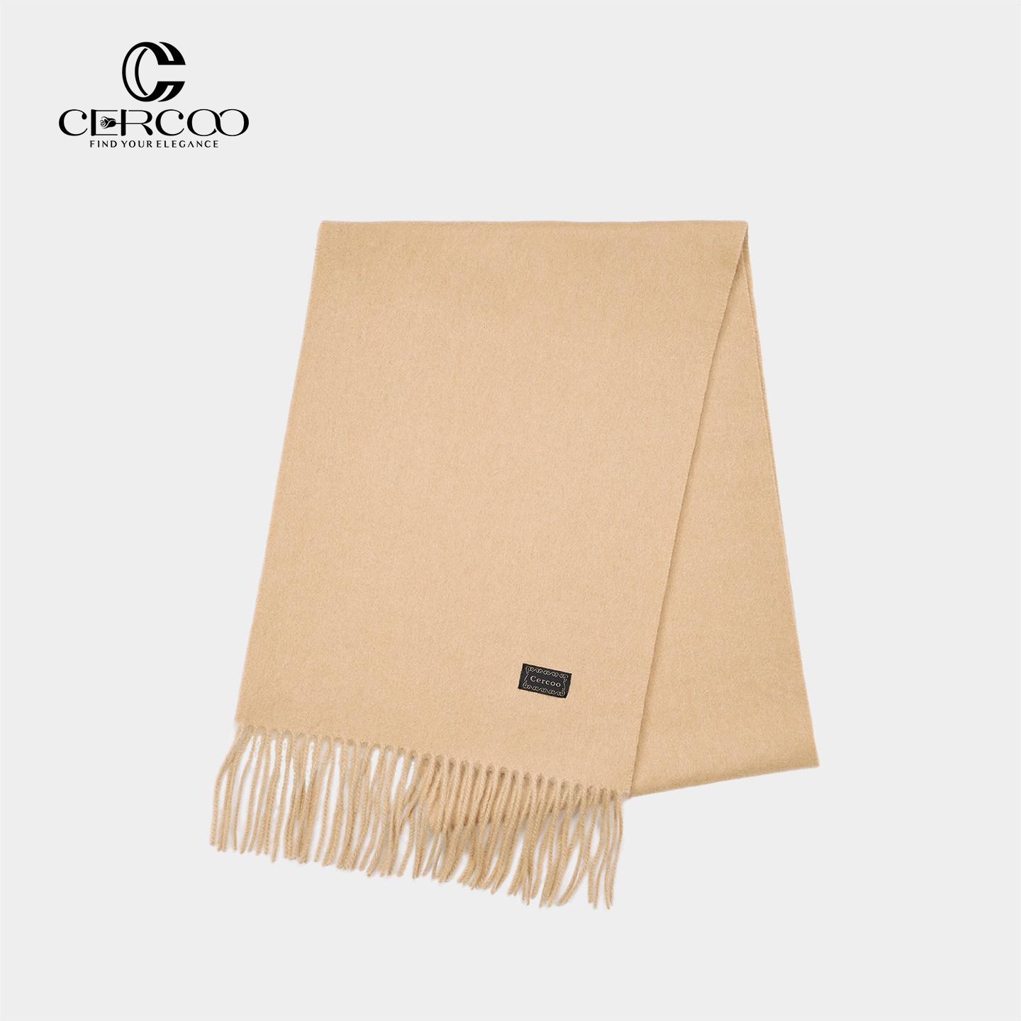 Cercoo/奢蔻新款纯色羊毛保暖围巾女时尚感防风简约围脖亲肤柔软