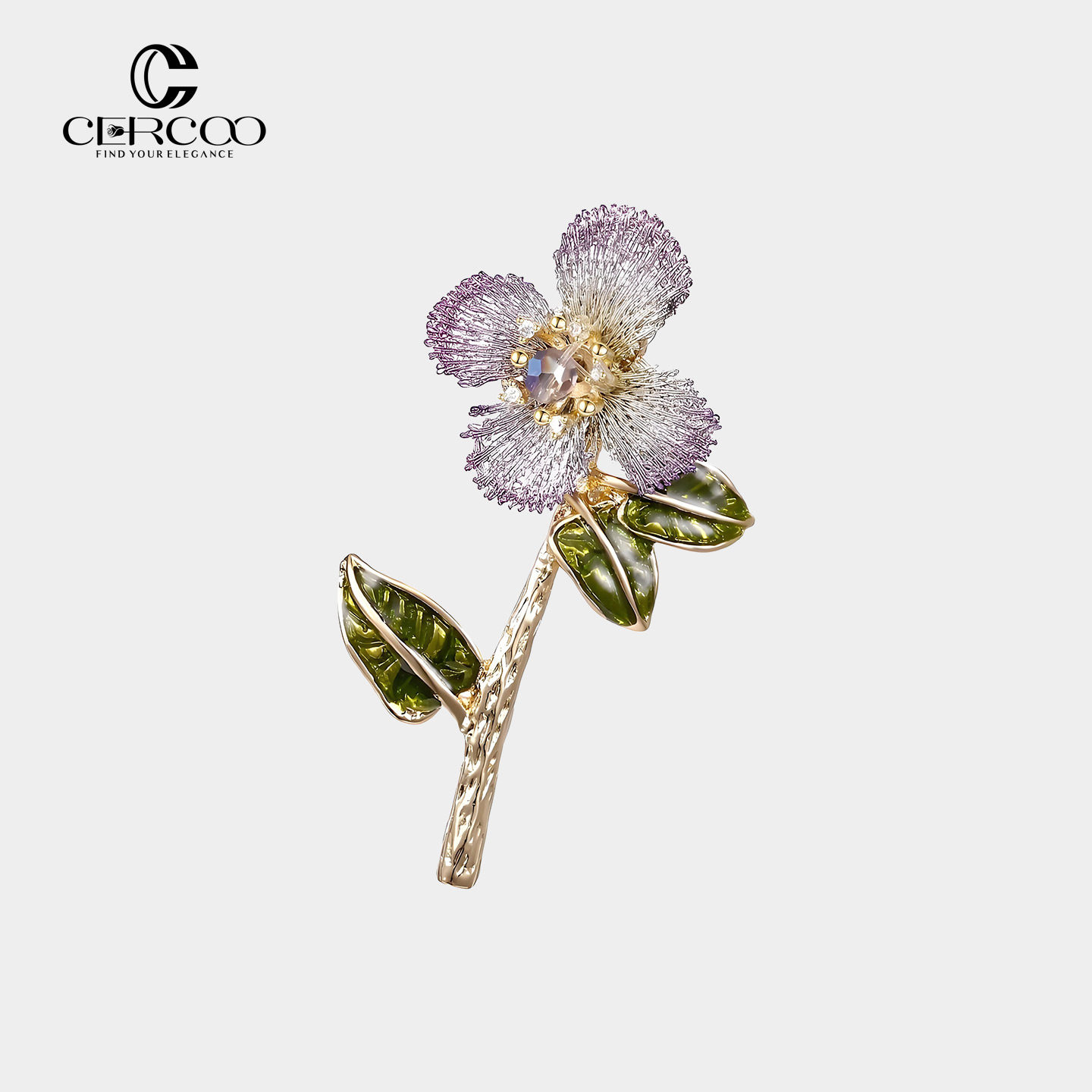 Cercoo/奢蔻花澜紫韵原创手工刺绣胸针胸花高档别针设计感配饰女