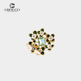 Cercoo 外套配饰 奢蔻原创手工钉珠水晶优雅胸针别针高档胸花西装