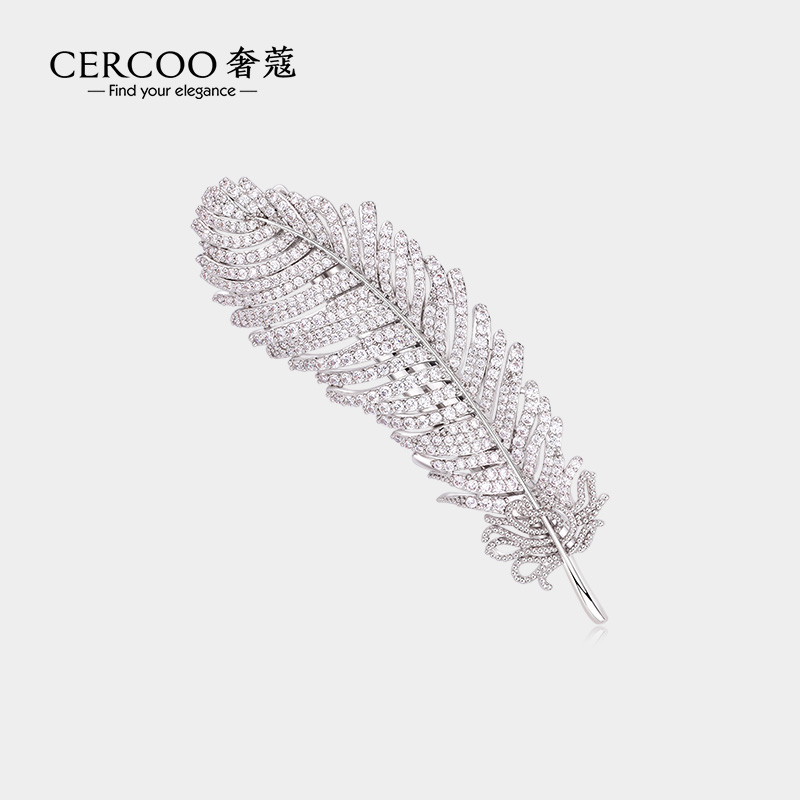 母亲节礼物Cercoo/奢蔻发夹羽毛水晶发卡头饰一字夹侧边刘海夹子 饰品/流行首饰/时尚饰品新 发饰 原图主图