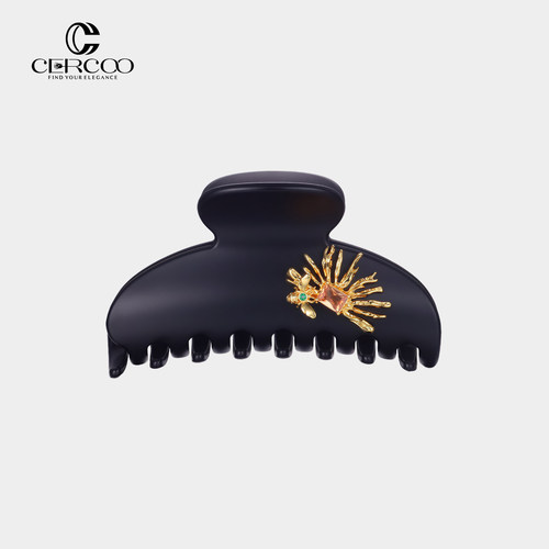 Cercoo/奢蔻穆夏·日光女神大号新款鲨鱼夹卡子法式发夹花朵发抓
