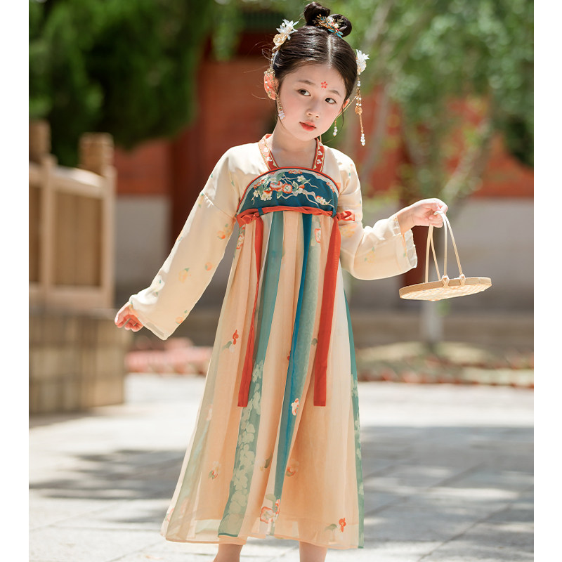 2026年春季汉服新品女童古装柿子刺绣齐胸宝宝中国风超仙飘逸襦裙