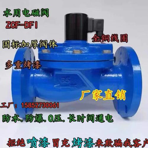 DF铸铁水用电磁阀220V法兰灌溉喷淋开关阀常闭DN50 65 80 100 200
