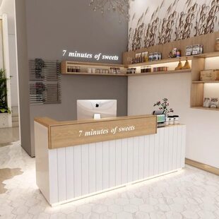 收银台商用花店前台美发沙龙接待台轻奢美甲店宠物店现简约吧台