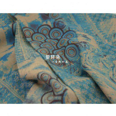 亲肤柔软 古典国风印花亚麻布料海绵垫/布料/面料/