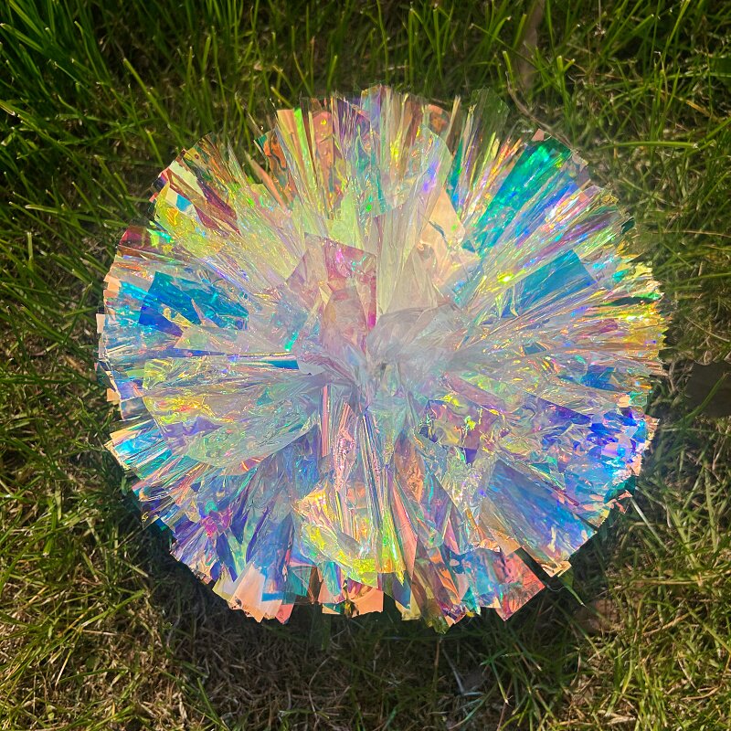 镭射啦啦操花球啦啦队花球 学校健美操舞蹈七彩球渐变闪闪啦啦花