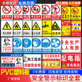 PVC安全标识牌警示消防警告标志牌工地施工现场生产车间工厂仓库
