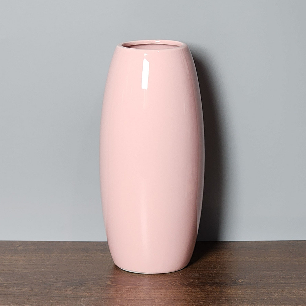 粉红色冬瓜款陶瓷花瓶内外亮面光滑可装水养鲜花家居客厅餐桌摆件,家居饰品,花瓶,淘宝优惠券,粉丝福利购,淘宝优惠卷