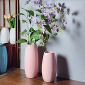 粉红色陶瓷鹅蛋花瓶内外亮面光滑可装 水养鲜花家居客厅餐桌摆件