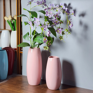 粉红色陶瓷鹅蛋花瓶内外亮面光滑可装水养鲜花家居客厅餐桌摆件