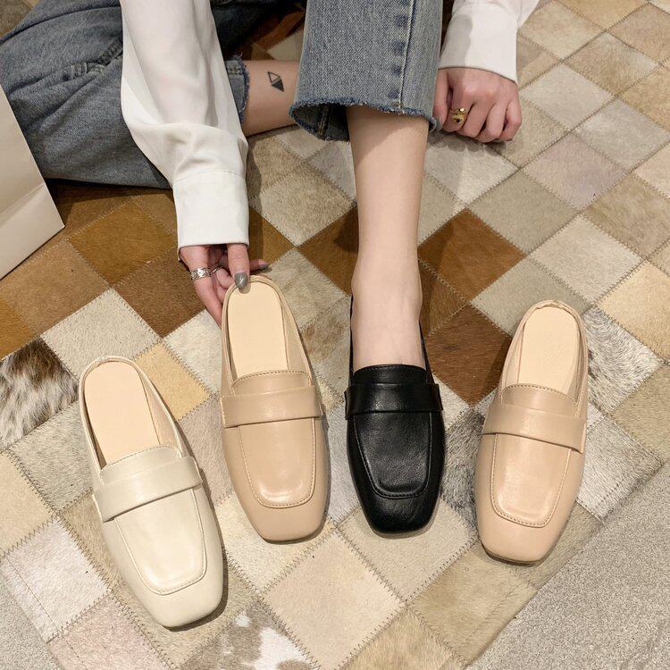 shoes women新款时尚百，搭居家懒人包头半拖鞋女夏天外穿平底凉