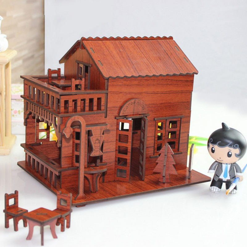 直销咖啡屋3d立体拼图木