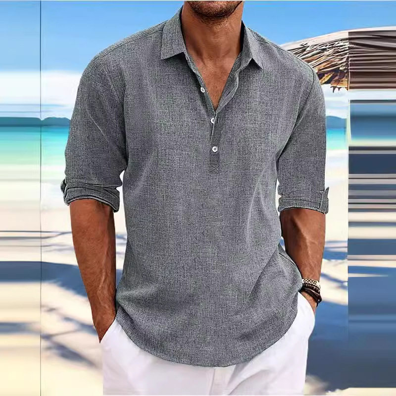men clothes欧美男式新款套头衬衫  青少年时尚宽松长袖居家休闲