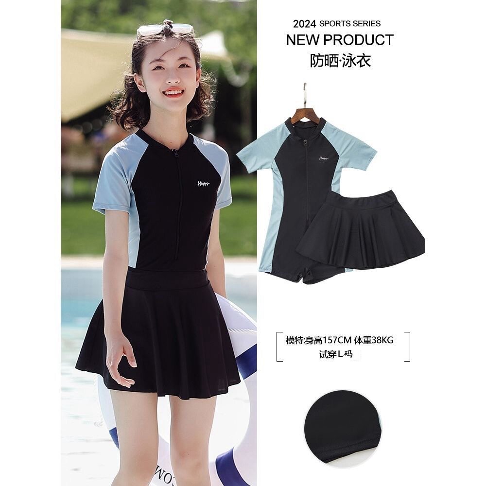 women clothes女童泳衣新款中大童连体裙式洋气学生带胸垫发育儿