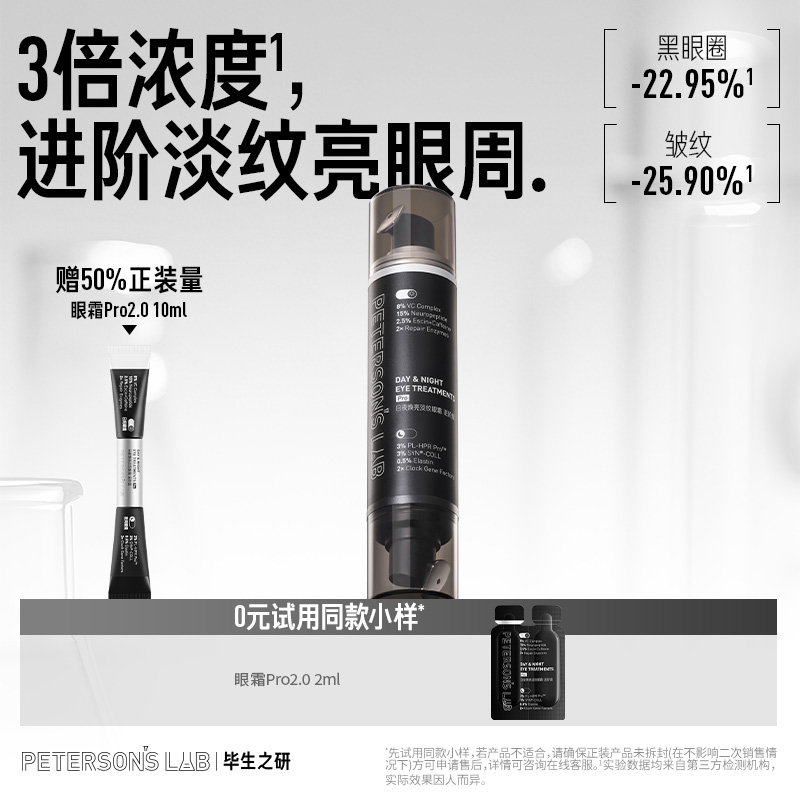 毕生之研日夜双头眼霜Pro2.0抗皱淡化细纹黑眼圈眼袋保湿咖啡因