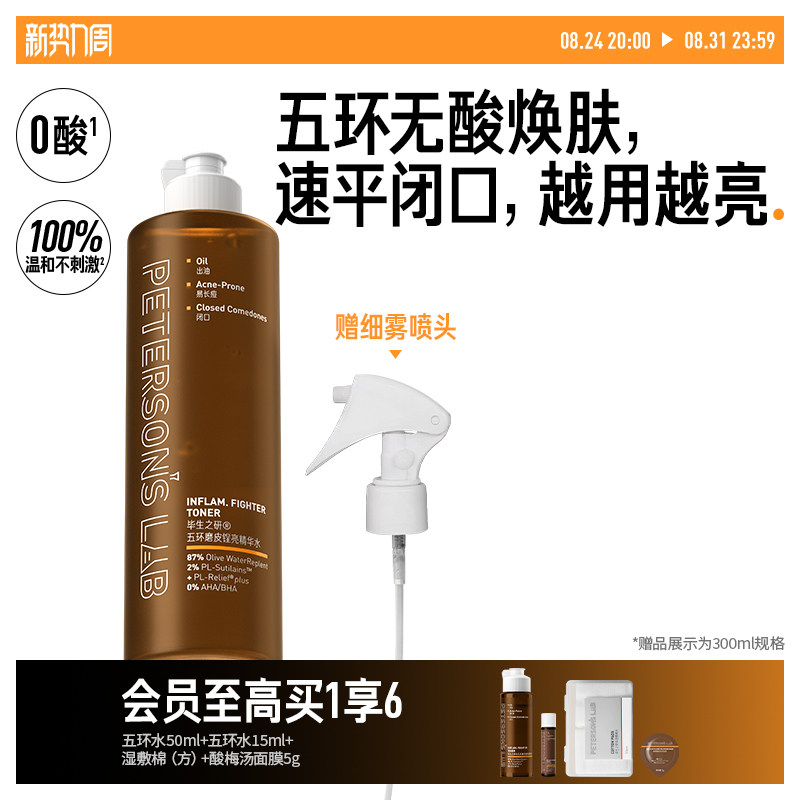 毕生之研五环磨皮水去闭口控油湿敷爽肤水保湿水油皮补水无果酸水