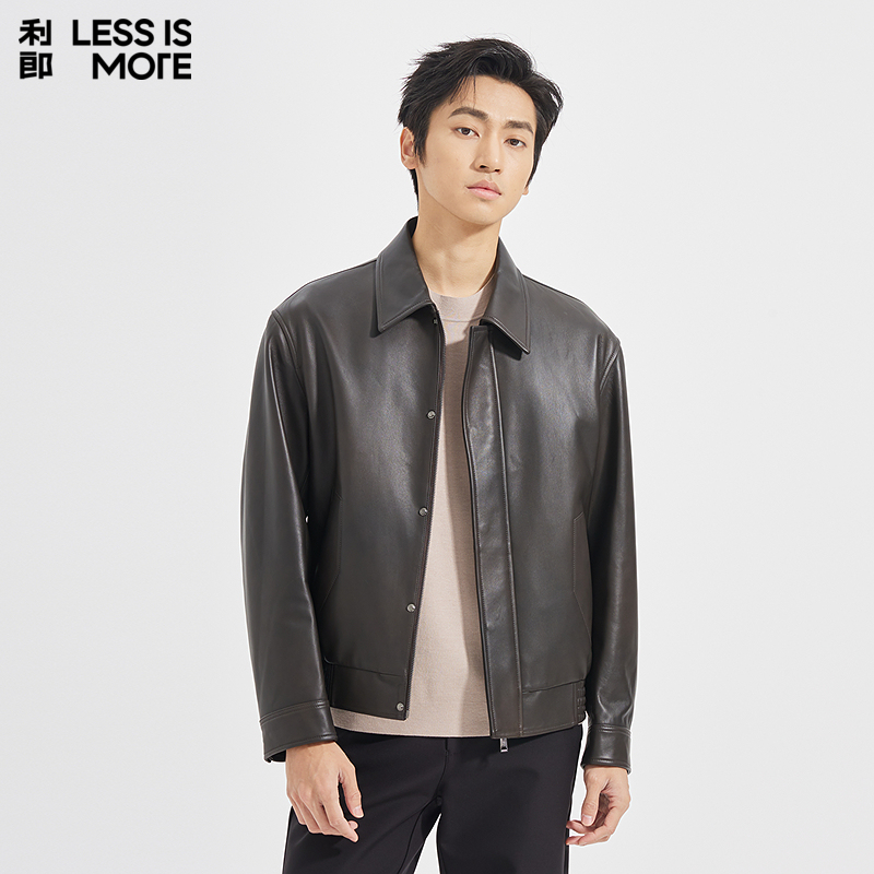 【温暖舒适】利郎青年商务商场同款真皮皮衣2025秋季男士轻奢外套