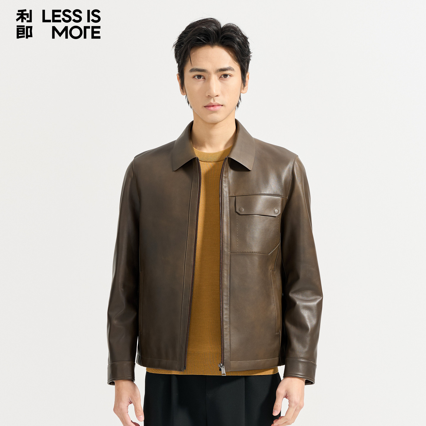 【商场同款】利郎青年商务真皮皮衣男2026秋季时尚休闲轻奢外套男