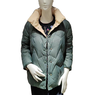 玫而美通勤短款立领白鹅绒羽绒服