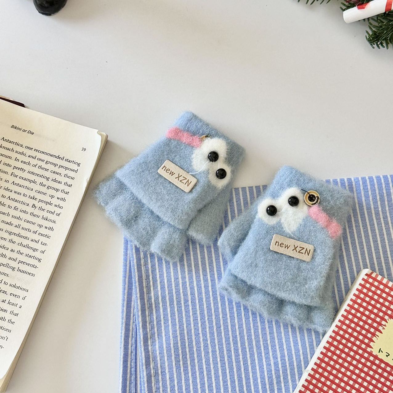 婴儿手套冬季保暖厚半指