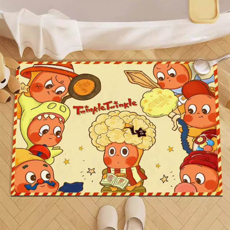 卡通星星人可爱浴室吸水家用地垫软硅藻泥厕所卫生间门口防滑脚垫,居家布艺,家用脚垫,淘宝优惠券,粉丝福利购,淘宝优惠卷