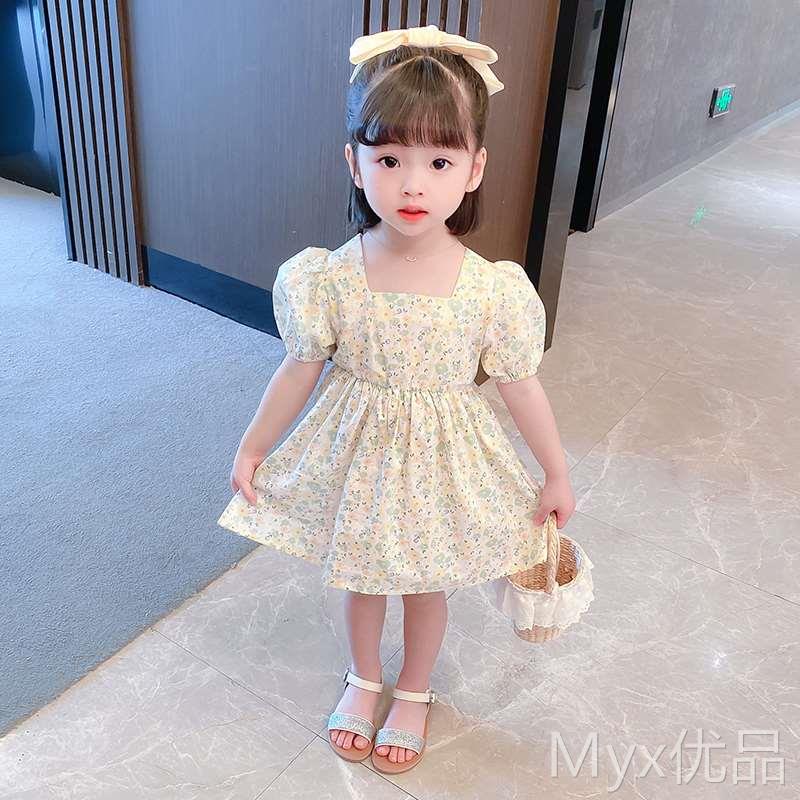 女童碎花连衣裙夏装2023新款儿童裙子蝴蝶结纯棉短袖裙韩版洋气潮