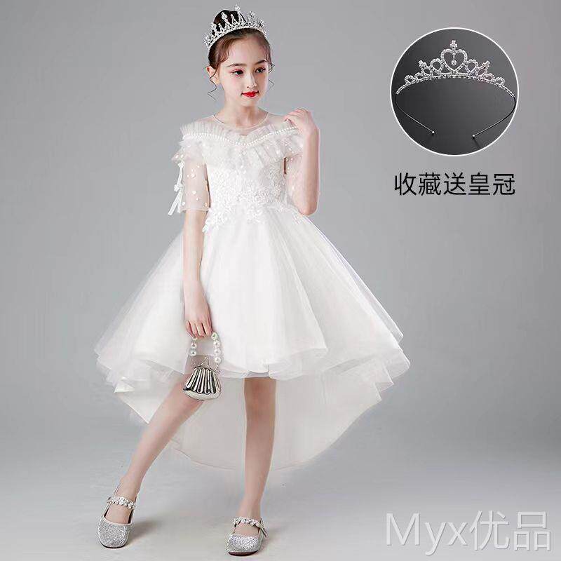 儿童礼服夏季前短后长公主裙女童燕尾裙花童主持小女孩演出蓬蓬裙
