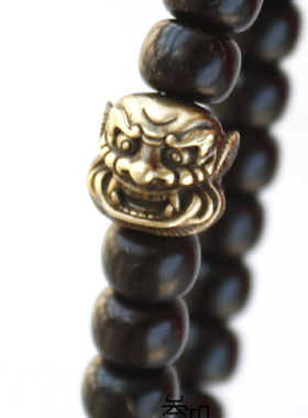 黄铜藏式支巴扎手链兽面配珠