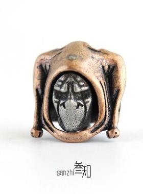 复古紫铜个性搞怪joker小丑配珠项链刀坠吊坠EDC工具钥匙扣挂件