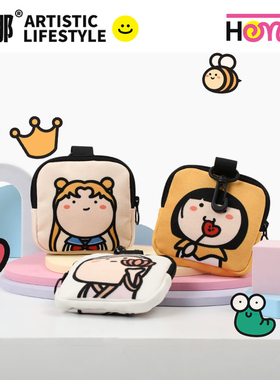 弘娜×小蔻 插画师合作款 原创可爱女孩便携铃铛零钱包卡包配饰