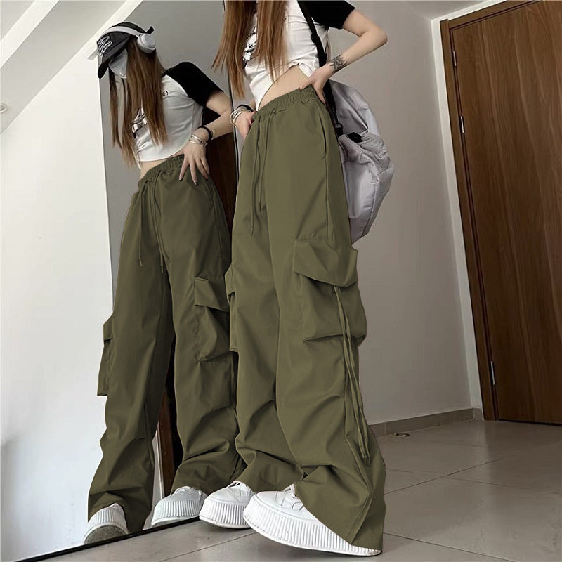 四季长裤女款工装裤休闲拖地裤女运动裤直筒阔腿裤女卫裤韩国