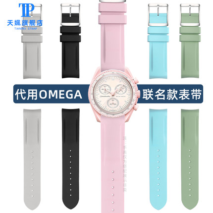 代用Omega Swatch欧米茄斯沃琪联名款行星系列硅胶手表带配件表链