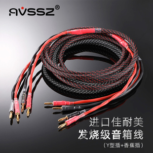 艾威尚发烧主音箱HIFI音响线材日本佳耐美4S12F喇叭线香蕉头Y插头