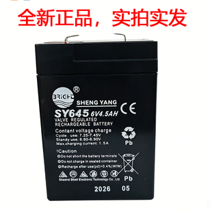 SHENGYANG晟阳蓄电池 SY645 6V4.5AH 玩具车童车 电子称用电瓶6v4