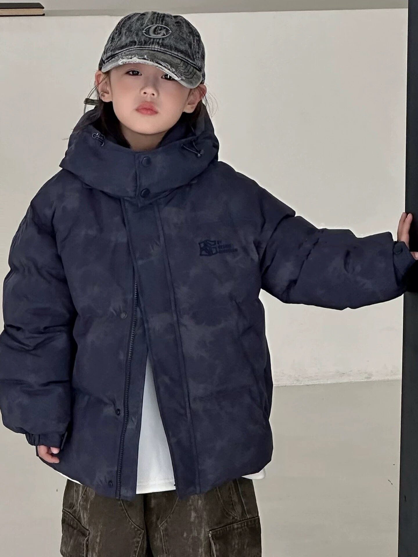 童乐鱼童装儿童扎染羽绒服2025冬装中大童90白鸭绒男女童外套9702