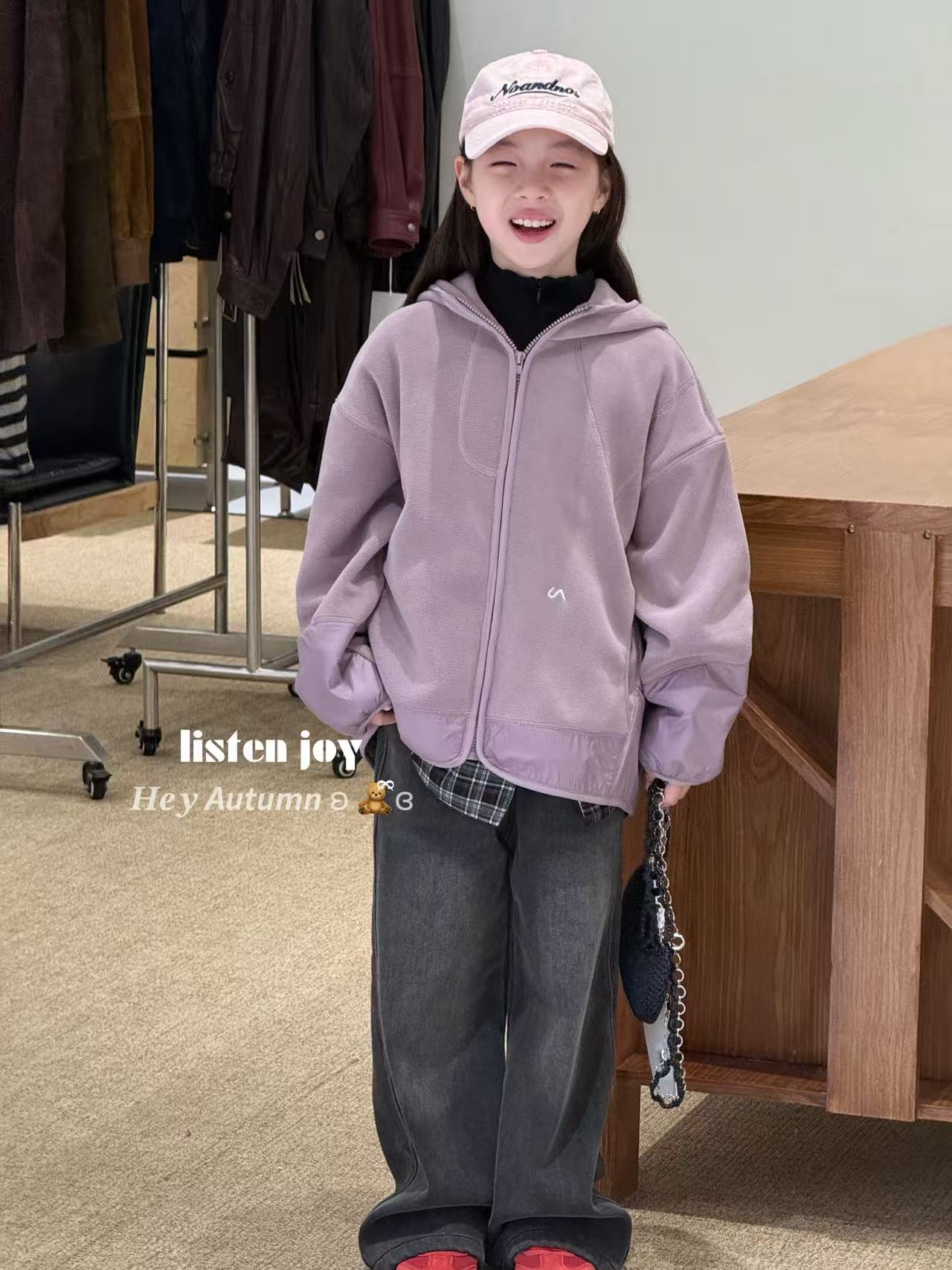 波拉韩国听集25冬款新女童韩版时尚女童洋气保暖连帽拉链外套夹克