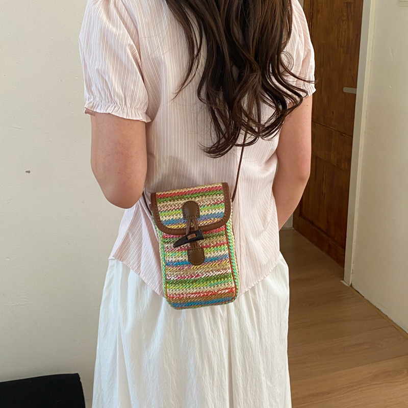 夏季迷你手机包女斜挎2026新款时尚超火精致小包单肩包百搭编织包