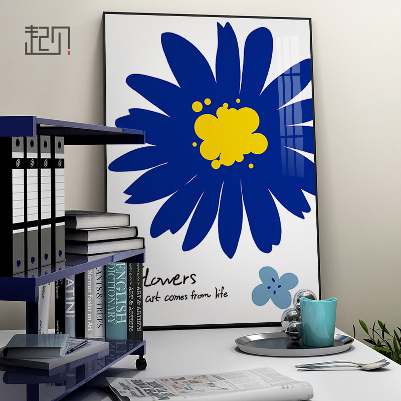 起贝 现代简约客厅克莱因蓝装饰画蓝色玄关挂画桌面摆件墙面壁画