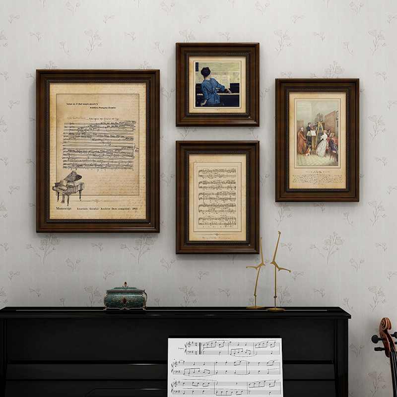 复古美式音乐挂画钢琴乐谱音乐房教室琴行琴房装饰画客厅墙面壁画,家居饰品,现代装饰画,淘宝优惠券,粉丝福利购,淘宝优惠卷