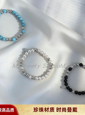 韩星博主同款绿松手串叠戴不掉色