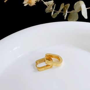 小香风方形耳扣女小高级感气质轻奢英文字母精致耳环防过敏高颜值