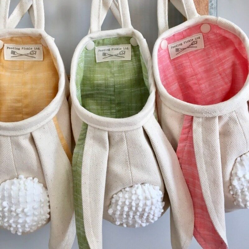 跨境热卖兔子耳朵收纳袋复活节礼物悬挂式手提袋布艺品开口袋兔子