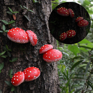 饰品树脂工艺品创意大树仿真红蘑菇微景观挂件 跨境庭院园艺景观装