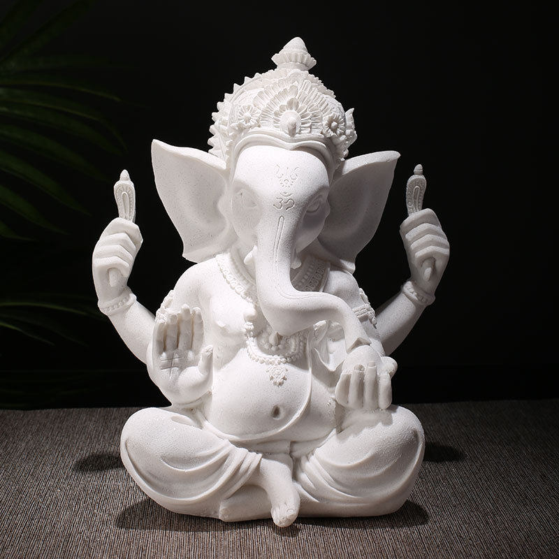 跨境象鼻神树脂佛 像工艺摆件手工雕刻印度象头神东南亚象神批