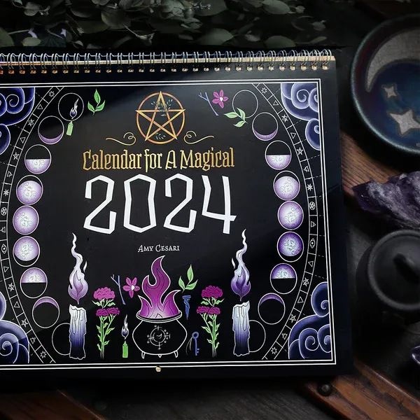 2024年黑色魔法日历 2024 Calendar For A Magical 女巫日历日期