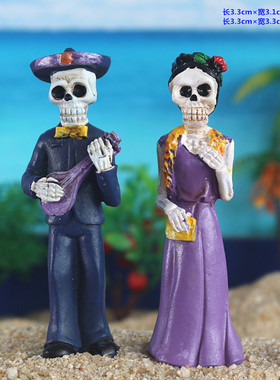 骷髅头骷髅夫妻万圣节摆件