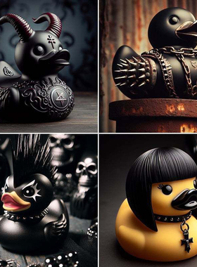 跨境爆款DuckievilleDuck撒旦鸭朋克摇滚树脂工艺品摆件厂家批礼